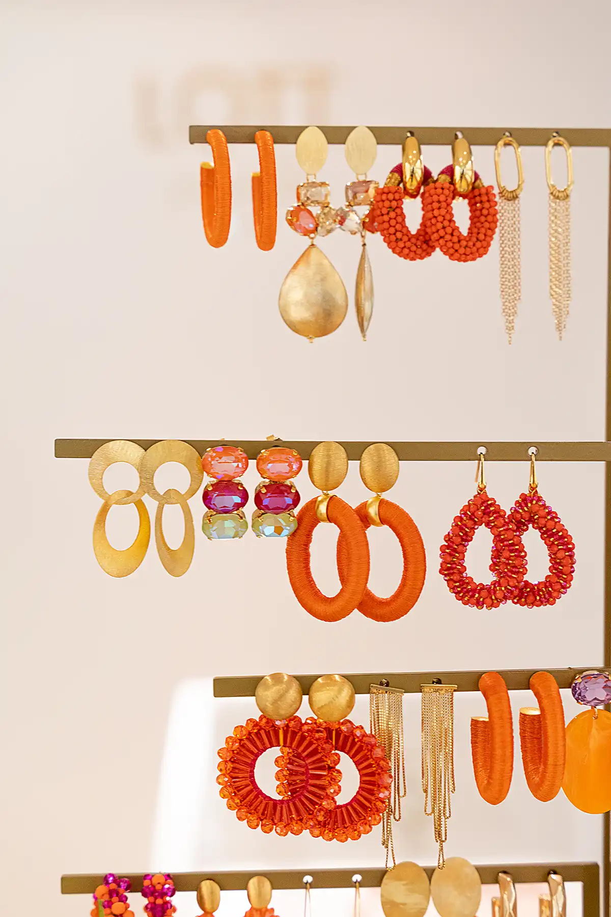 Orange fuchsia earrings Maudi tripple oval strass