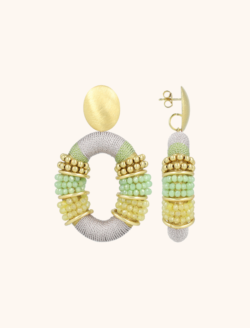 Yellow/Lavender/Mint Oorbellen Elle Combi Oval Deluxe L