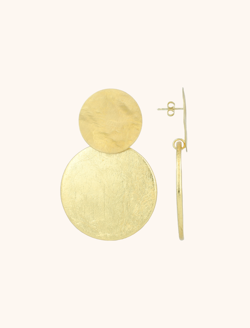 Gouden Houten Oorbellen Marlie Circle M