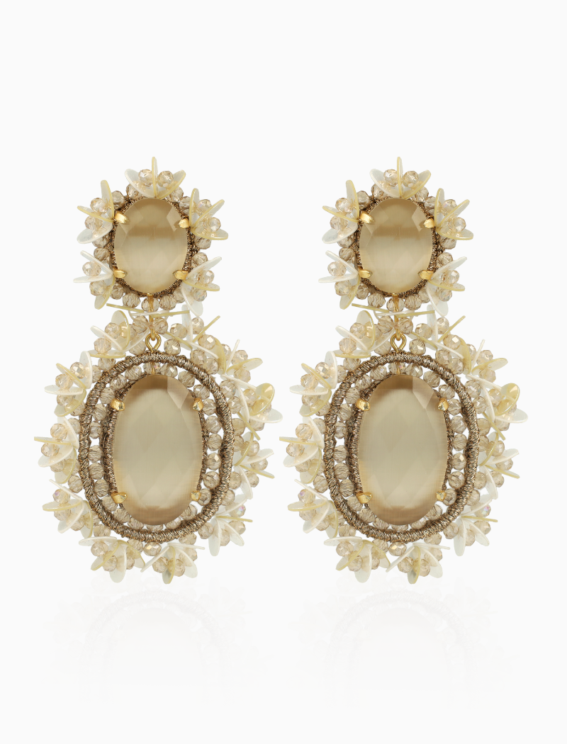 Champagne Earrings Pendant Earring Double w/ Sequins L Lara