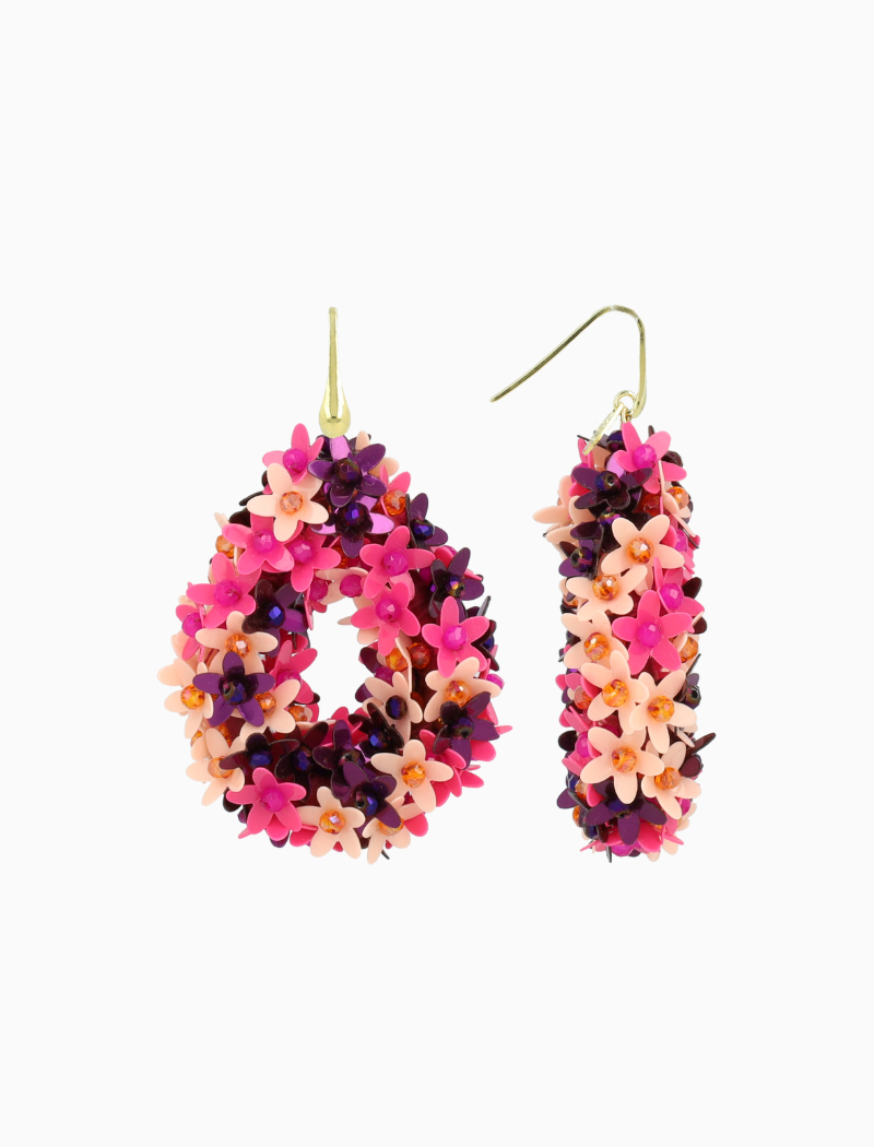 Fuchsia Ohrringe Amal Blumen Drop L