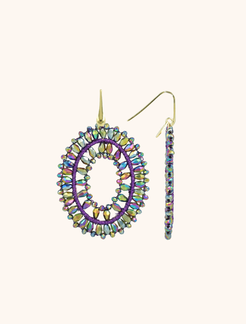 Disco Purple Oorbellen Noa Ovaal L