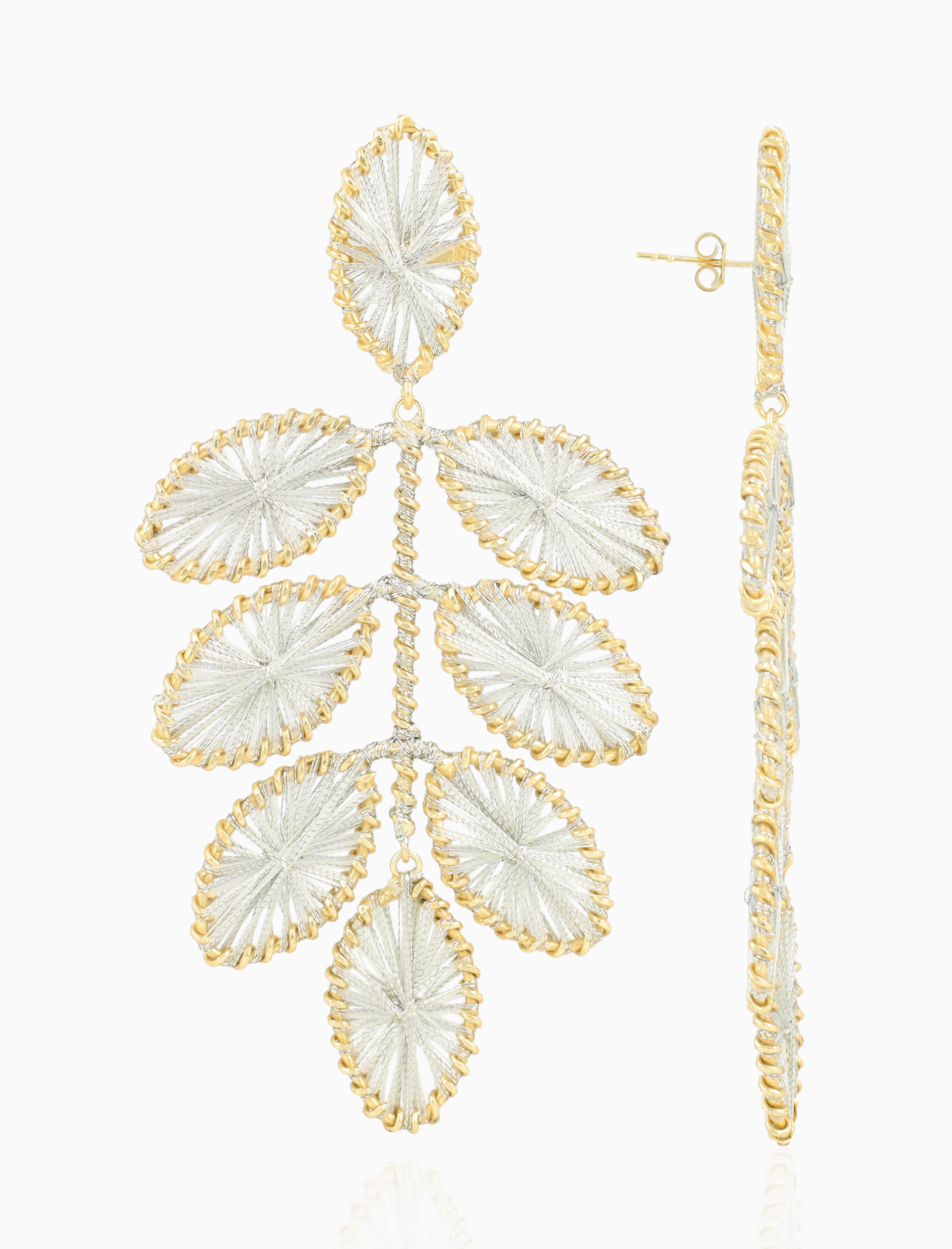 Silber Grey Ohrringe Beatrice Flower Leafs XL