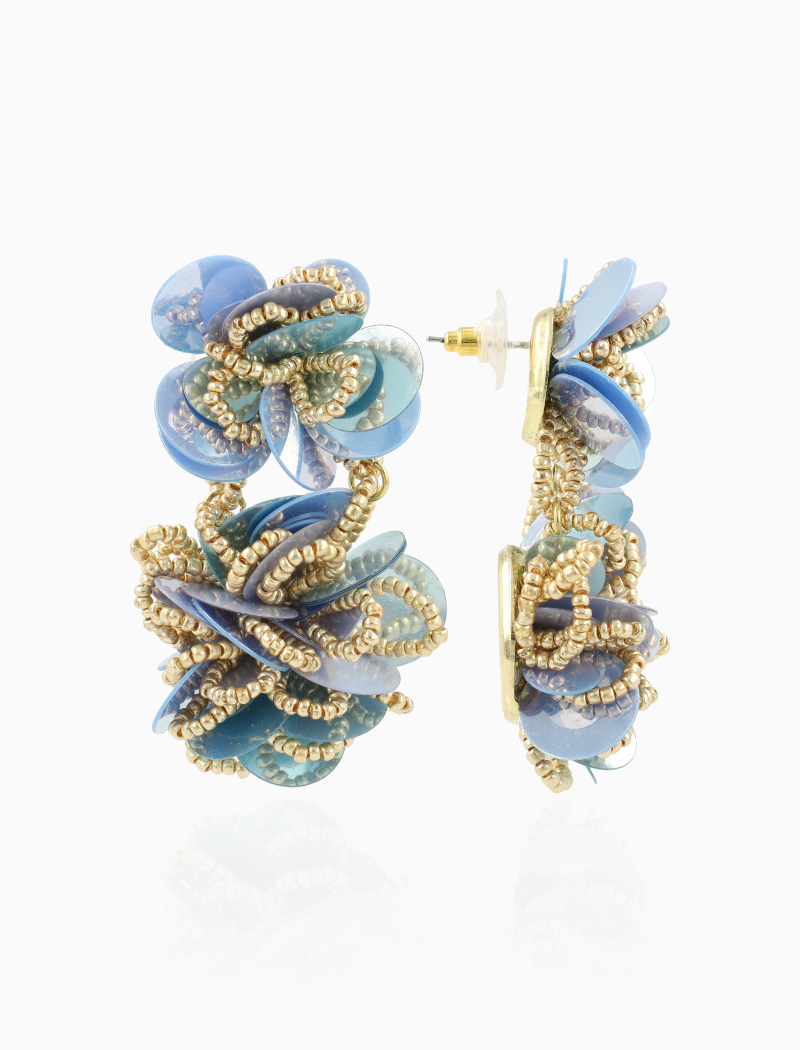 Blauwe Oorbellen Double Knotted Sequins Earring M Millie