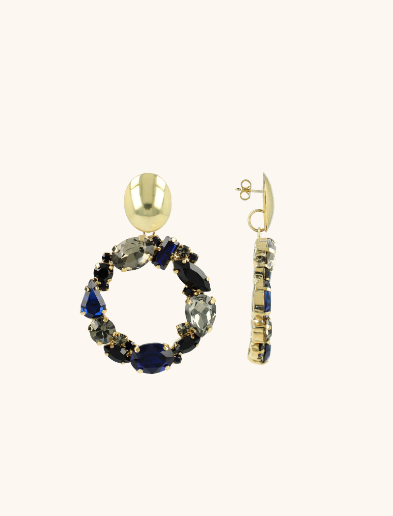 Dunkelblaue Ohrringe Sacha Unregelma√uiges Element