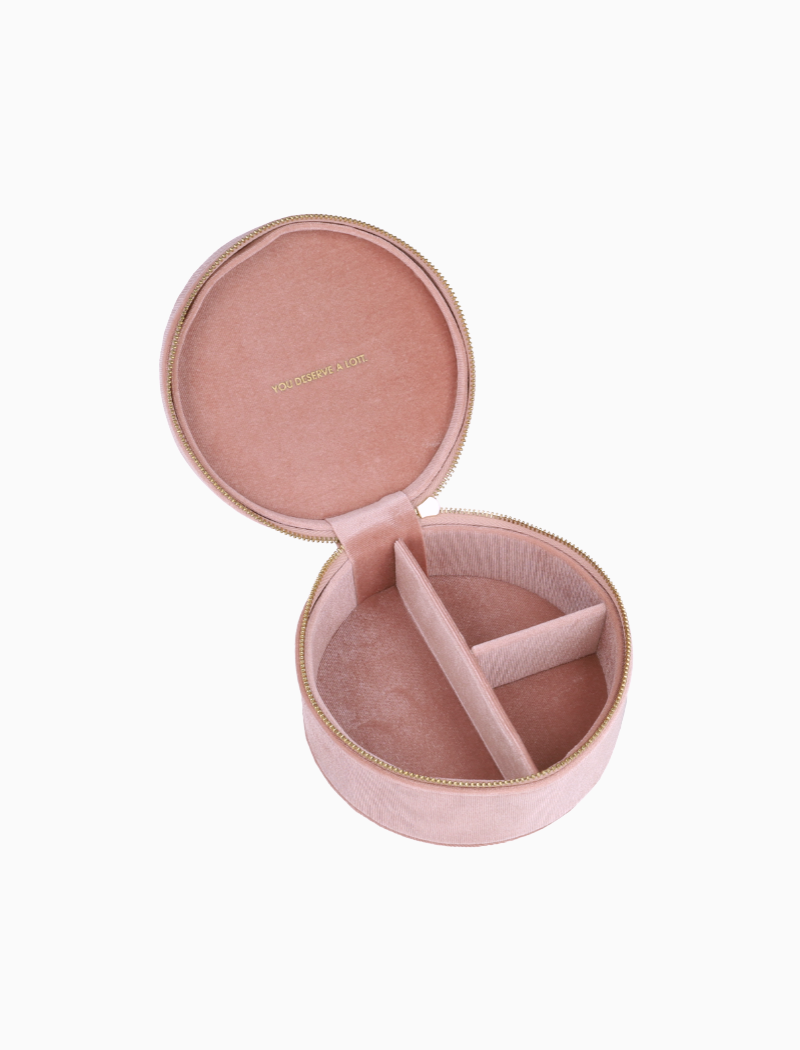 Pink Velvet Storage Box Round