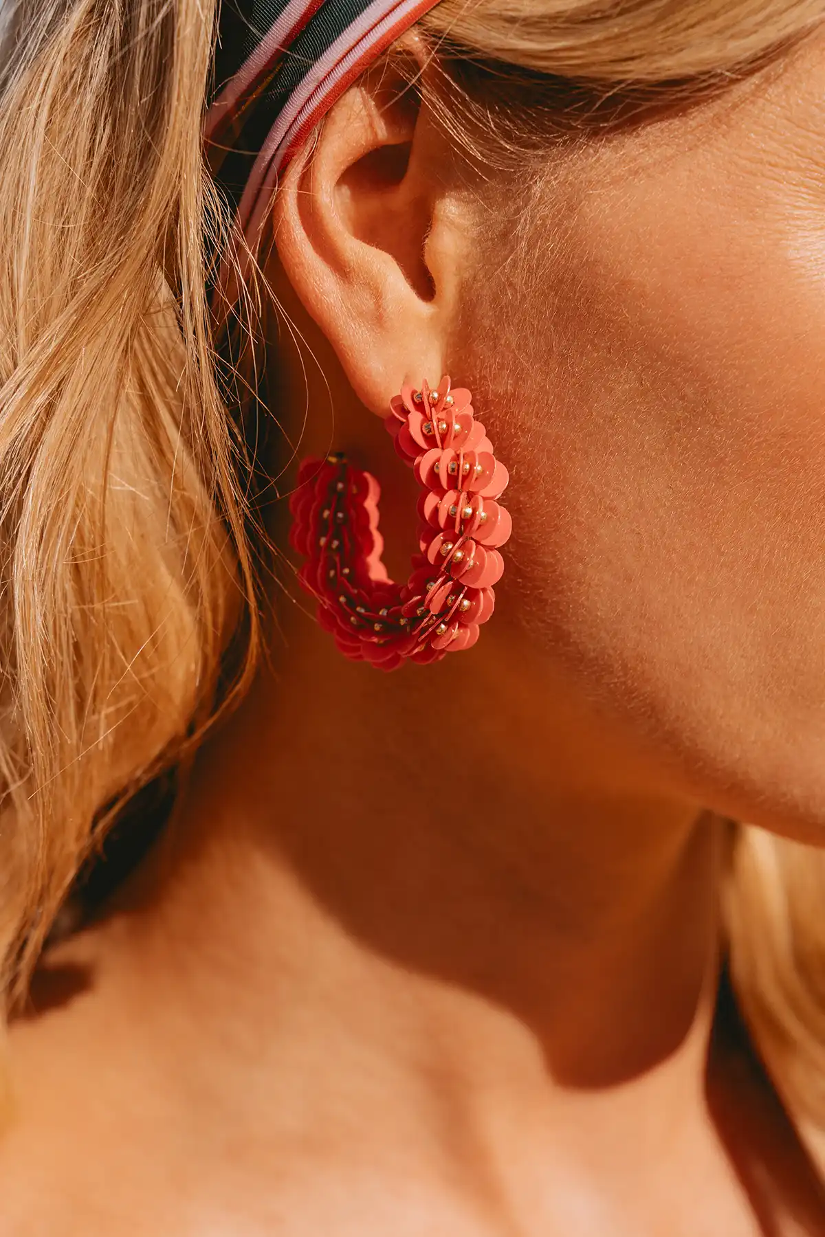 Coral earrings sequin creole MLott Gioielli