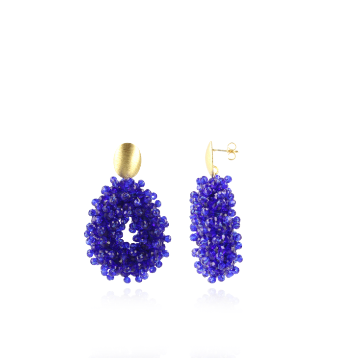Koningsblauwe oorbellen Louise Glassberry Druppel S Double Stones Tonal 