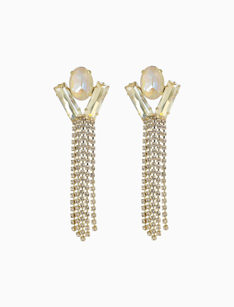 Maudi Earrings Oval Waterfall Shadow Silver Earrings