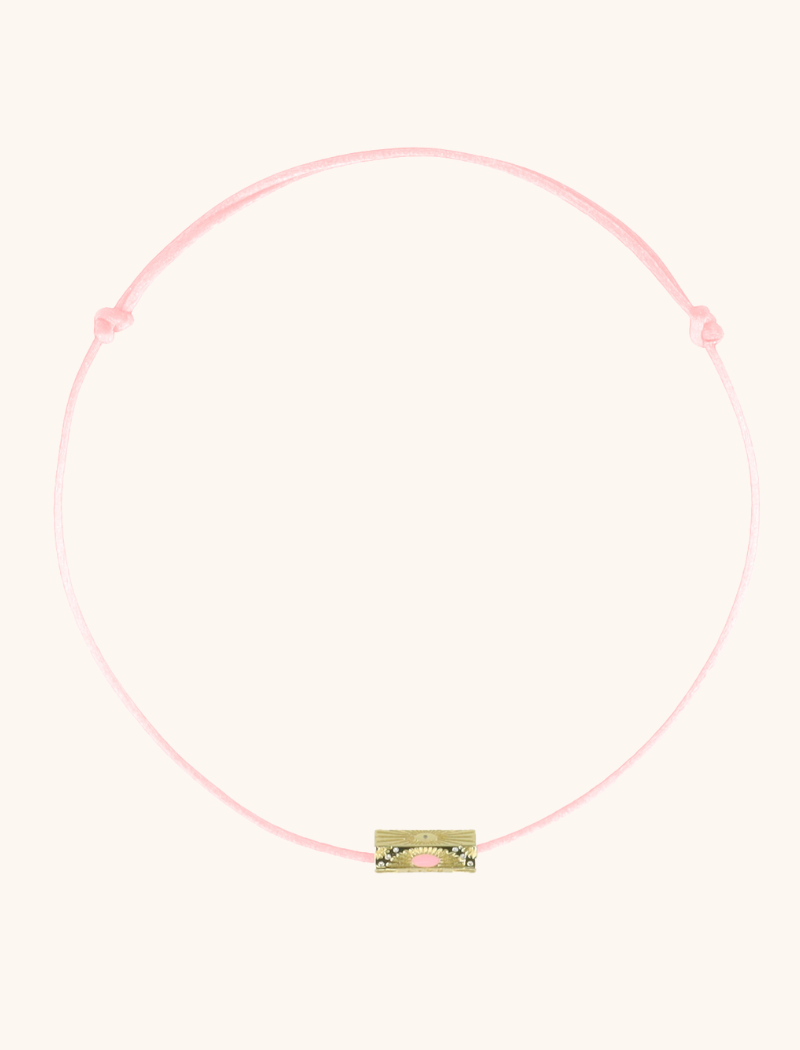 Necklace Satin Live Charm - Gold/Pink