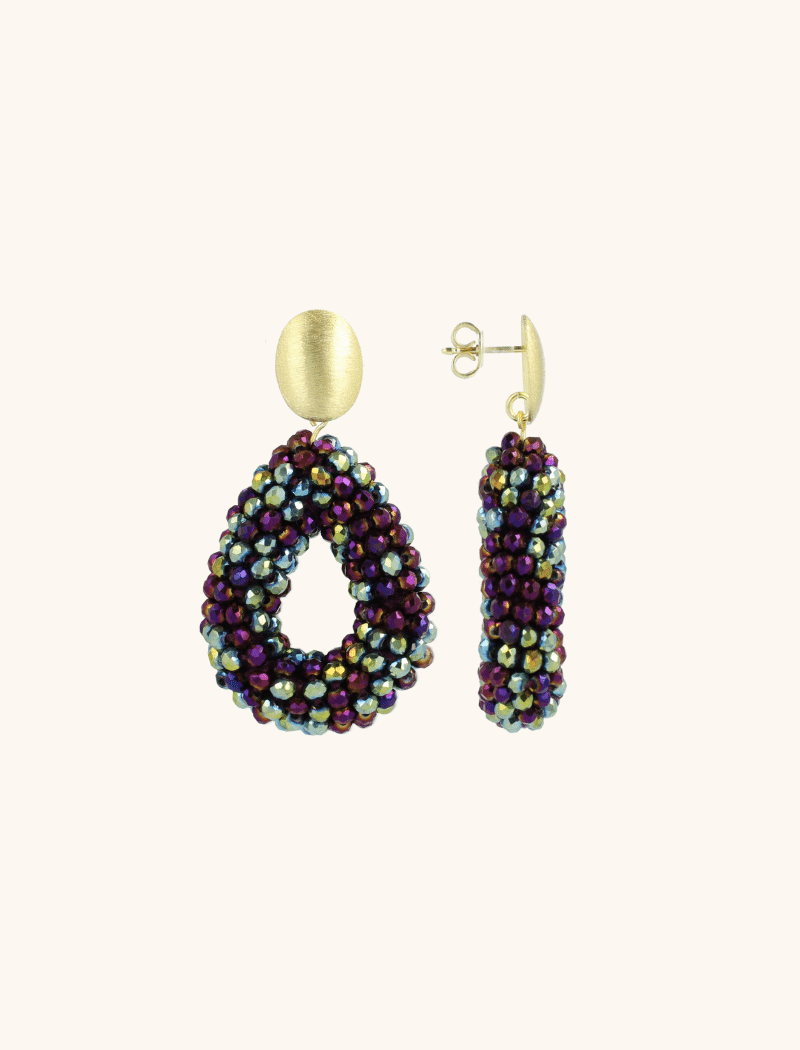 Metallic Green Purple Earrings Berry Drop S