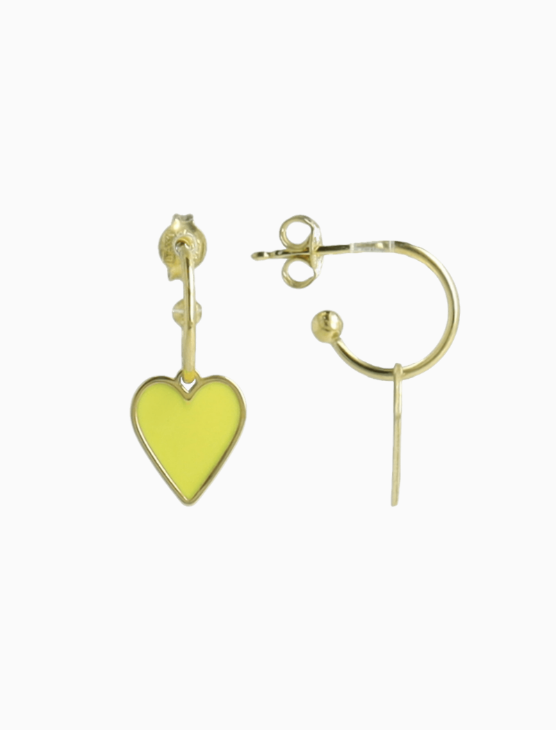 Symbol earrings heart pendant yellow