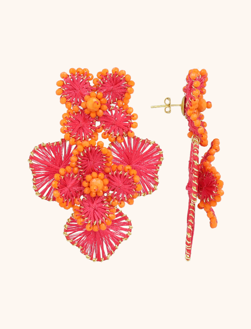 Fuchsia Ohrringe Debby Doppelte Blume L  
