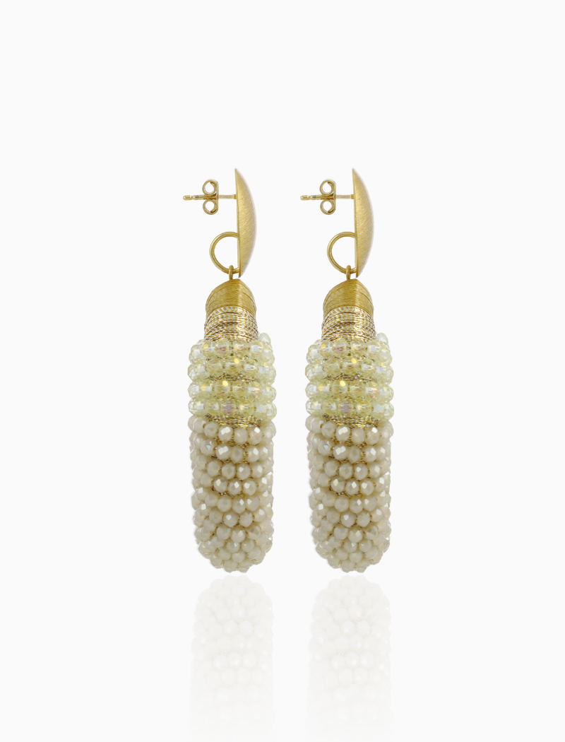 Aqua Amber mix Earrings Yara Combi Oval L