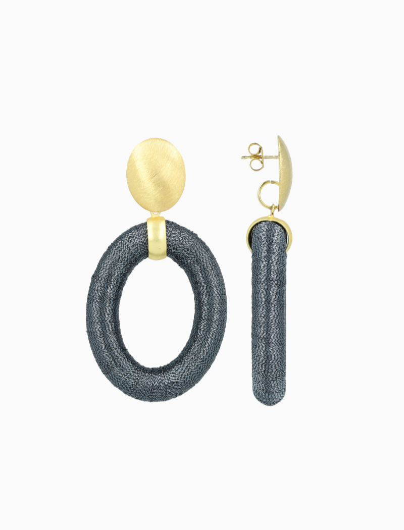 Petrol Oorbellen Faye Ovaal L