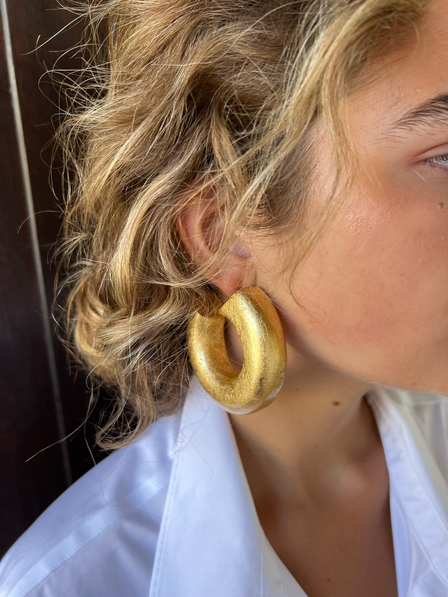 Wooden Earrings Whip Creole Tube XL