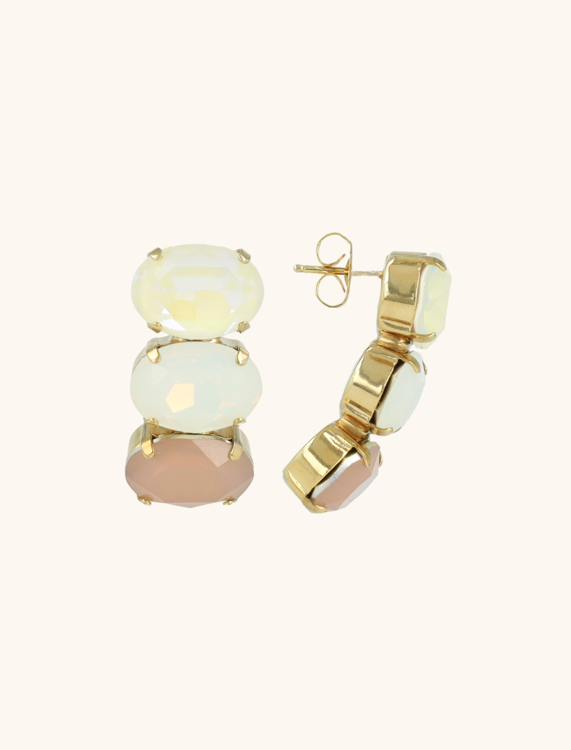 Naturlicher Mix Ohrringe Gracia Vertical Oval Three Stones  