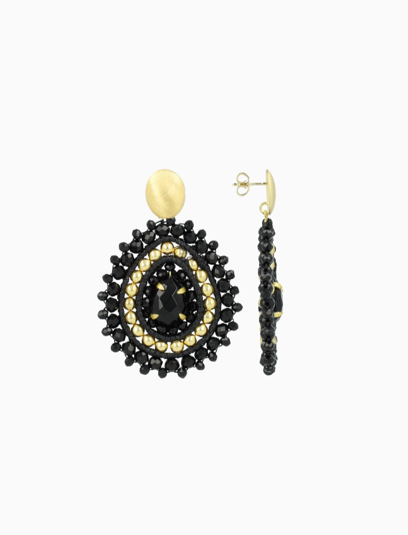 Zwarte Oorbellen Stelle Met Steen M