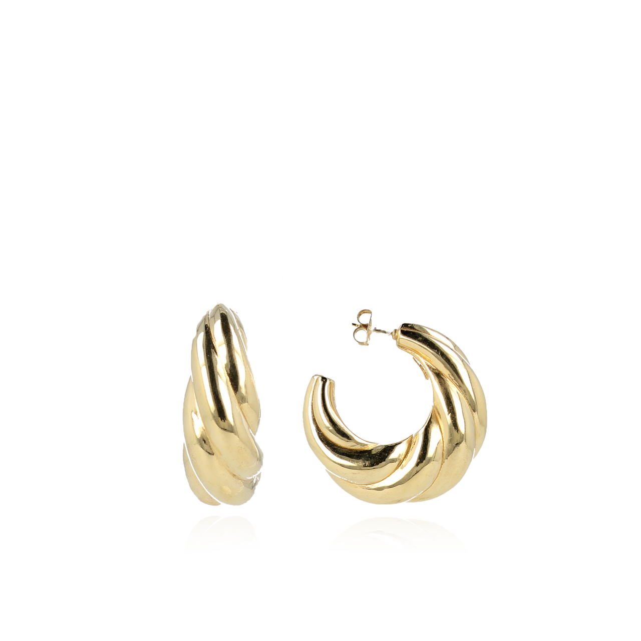 NKlaus 585 Echt Goud Heren Creool Oorbel - Scharnierend 17,5 Mm Geelgoud Oorbel